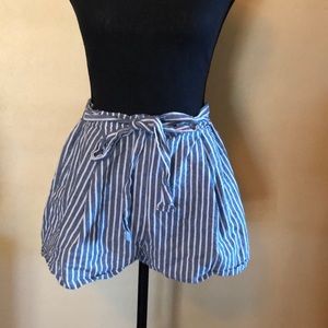 Striped paper bag shorts